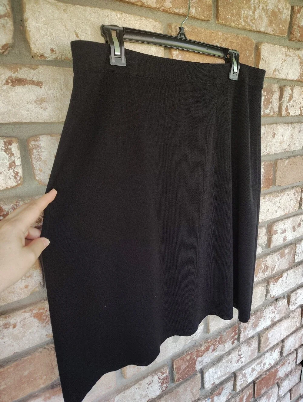 Exclusively Misook Black Knit Skirt XL Pull On Stretch Travel Washable Luxury